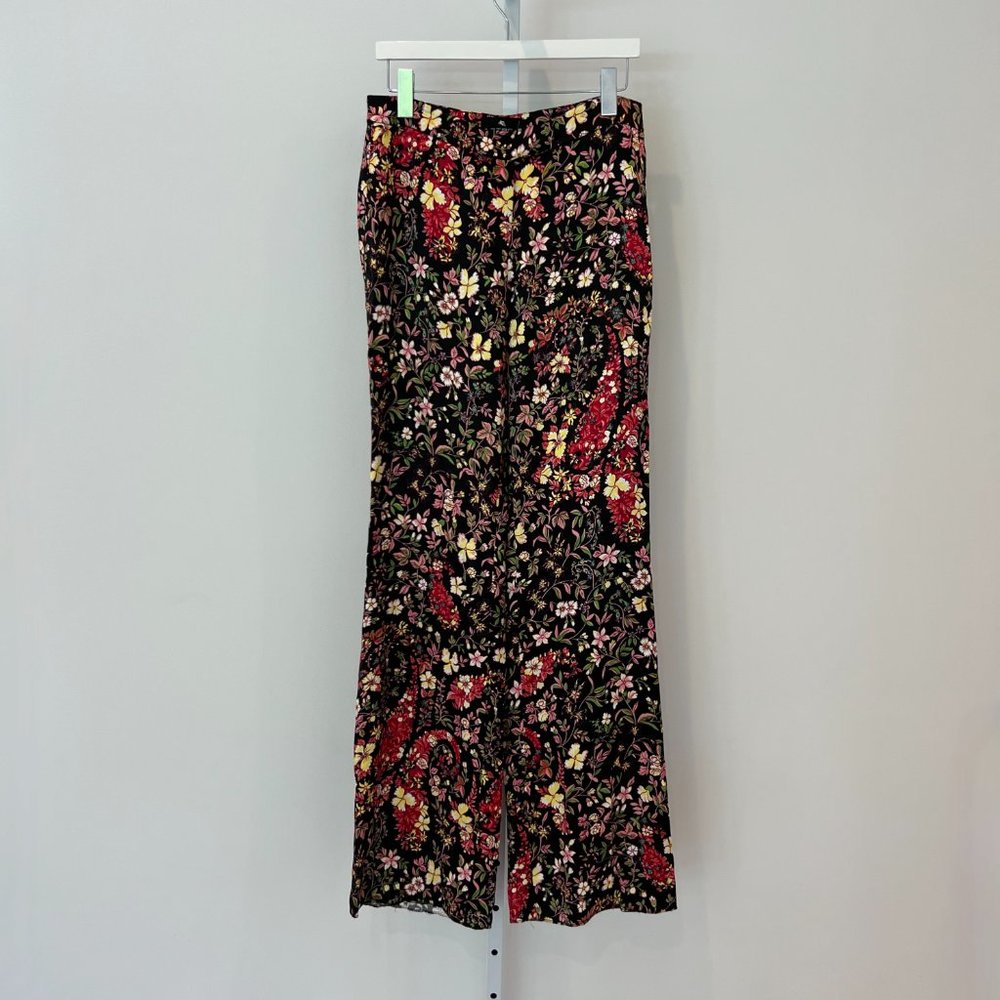 ETRO BLACK BROWN MULTI FLORAL VISCOSE TROUSERS MODEL 19212 SIZE IT 44 / US 8 NWT